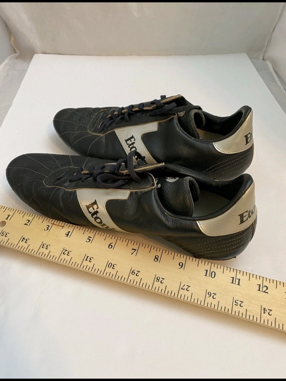 VTG Etonic Soccer Cleats Men’s Shoes Black Silver Metal Cleats RARE Collector’s - Picture 7 of 8